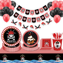 New Style Red Pirate Disposable tableware Pirate Theme party paper plate/Cup/napkin For Baby Shower Boy Birthday Party Decor 2024 - buy cheap