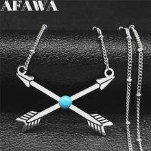 2021 Bohemia Arrow Stainless Steel Blue Stone Chain Necklace for Women/Men Boho Jewelry collier femme acier inoxy NXS01 2024 - buy cheap