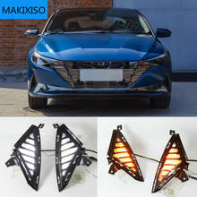 LED DRL Daytime Running Lights with Yellow Turn Singal Car Fog Lamp Cover Case For Hyundai Elantra 2020 2021 2024 - buy cheap