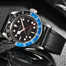 Corgeut 41mm Automatic Mechanical Mens Watch Luxury GMT Military Calendar Luminous Waterproof Diver Leather Strap Wristwatch Men 2024 - buy cheap