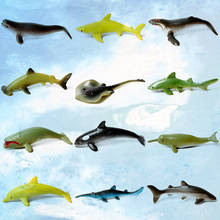Lote de 12 bonecos realistas sortidos, baleias e tubarão martelados, variados, brinquedos aquáticos, para animais do zoológico, brinquedos educativos 2024 - compre barato