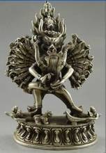 Estatua de Buda Yamantaka tallada en plata del Tíbet, obra artesanal antigua coleccionable 2024 - compra barato