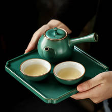 Японский чайный сервиз PINNY из грубой керамики с чайным подносом, ретро керамические чайные сервизы кунг-фу, пигментированные чайные сервизы 2024 - купить недорого