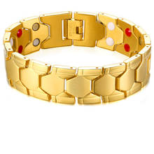 Health Energy Magnetic Bracelet Men Cross Stainless Steel Bracelet Gold-color Chain Link Bracelets for Women Jewelry 2024 - buy cheap