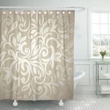 Beige Pattern Elegant Abstract Floral Vintage Leaf Gold Swirl Shower Curtain Waterproof Polyester Fabric 60 x 72 Inches 2024 - buy cheap