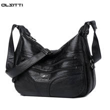 Bolsa de ombro em couro para mulheres, bolsa vintage, macia, cor sólida, designer de luxo conciso, 2021 2024 - compre barato