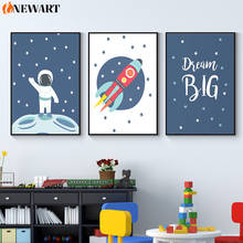Big Dream Wall Art Nursery Decor Canvas Print Painting Star Night Sky Space Cartoon Theme Poster Baby Kid Child Room Decoration 2024 - buy cheap