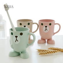 XZJJA Cute Cartoon Toothbrush Cup Eco-friendly Wheat Straw Bathroom Cup Kids Couples Tooth Brush Mug Bathroom Accessories Set 2024 - buy cheap
