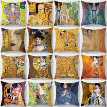 Zengia capa de almofada retrato de pintura a óleo, capa de almofada decorativa de árvore da vida de gustav klimt, almofada de sofá 2024 - compre barato