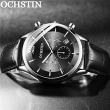 OCHSTIN Man WristWatch Chronograph Auto Date Sport Men Watch Military Top Brand Luxury Black Genuine Leather New Male Clock 6129 2024 - buy cheap