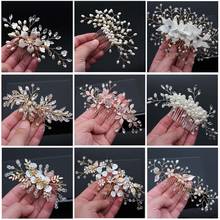 Bridal Hair Accessories Wedding Crystal Peals Hair Combs Hair Clips Jewelry Handmade Women Head Ornaments Headpieces for Bride 2024 - buy cheap