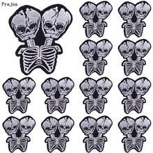 Prajna 10 PCS Punk Skull Patches On Clothes Balck And White Skeleton Patch Iron On Embroidered Patches For Clothing Jacket DIY 2024 - buy cheap