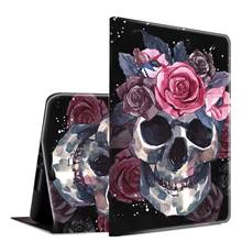 For Apple iPad Pro 11 inch Case 2018,PU Leather Folio Cover Adjustable Stand Auto Wake/Sleep Smart Protector-Pink Skull and Rose 2024 - buy cheap