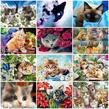 AZQSD 5D Diamond Painting Cat Full Square Round Diamond Embroidery Mosaic Animals Pictures Of Rhinestones Decoration 2024 - buy cheap