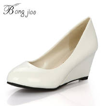 Bangjiao quente 2021 outono primavera cunhas sapatos femininos saltos preto branco sapato de escritório casuais bombas zapatos mujer 2024 - compre barato