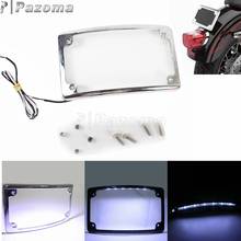 Chrome Motorcycle License Plate Frame W/LED License Plate Light For Harley Touring Street Cafe Racer Number Plate Bracket W/LED 2024 - buy cheap