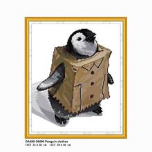 Pinguim padrão animal ponto cruz kit 14ct 11ct contagem tecido diy bordado bordado artesanal conjunto decoração para casa pintura 2024 - compre barato