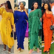 Vestidos africanos para mujer, vestido musulmán de gran tamaño, Dashiki, con volantes, África, Abaya, Dubai, caftán marroquí 2024 - compra barato