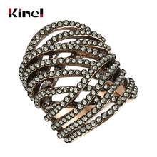 Kinel de lujo Punk gran anillo geométrico cruz gris cristal mujeres anillo accesorios de fiesta antiguo oro Vintage boda joyería regalo 2024 - compra barato