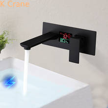 Grifo LED montado en la pared para lavabo de baño, mezclador de agua fría y caliente, Grifo de doble orificio, manija única, grifos modernos de lujo 2024 - compra barato