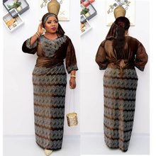 Комплект Дашики из 3 предметов, топ и юбка, костюм с шарфом, африканская одежда для женщин, вельветовые вечерние платья, женское мусульманское модное платье 2024 - купить недорого