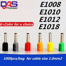 1000PCS E1006 E1008 E1010 E1012 E1018 Tube insulating Insulated terminals 1.0² Cable Wire Insulating Crimp Terminal Connector 2024 - buy cheap