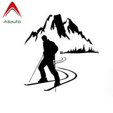 Aliauto Funny Car Sticker Skier Sports Mountain Snow Vinyl Accessories PVC Decal Black/Silver for Opel Astra H Jdm,13cm*13cm 2024 - buy cheap