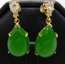 Hot Sell  wholesale latest Jewelry AAA Green Natural jade 18kgp plated fashion earrings 2024 - buy cheap