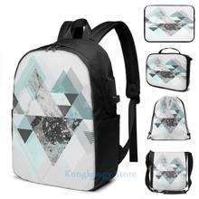 Funny Graphic print Turquoise Version USB Charge Backpack men School bags Women bag Travel laptop bag 2024 - buy cheap