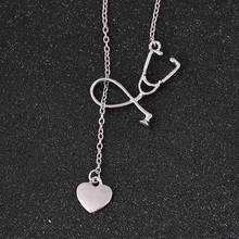 Cadena de clavícula de corazón delicada para mujer, collar con colgante en forma de corazón, estetoscopio creativo, joyería de cumpleaños Simple 2024 - compra barato