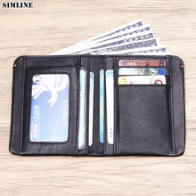 100% Genuine Leather Wallet For Men Male Vintage Soft Cowhide Short Small Slim Thin Bifold Wallets Purse With ID Card Holder Man 2024 - buy cheap