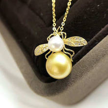 MADALENA SARARA-collar con colgante de oro de 18K, perla del Mar del Sur, redondo, estilo abeja, 10-11mm 2024 - compra barato