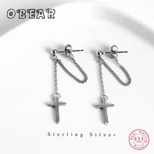 OBEAR Classic 100% 925 Sterling Silver Cross Drop Earrings Trendy Tassel Chain for Women Party Vintage Jewelry Gift 2024 - buy cheap