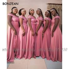 Coral Bridesmaid Dresses Mermaid 2021 Beads Off-The-Shoulder South African Cap Sleeve Bridemaid Dress for Wedding Party Dress 2024 - buy cheap