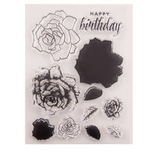 С днем рождения, роза, цветок, резиновый прозрачный штамп/печать для «сделай сам», Скрапбукинг/фотография, создание прозрачных штампов 2024 - купить недорого