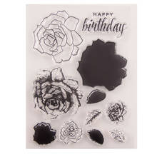 Happy Birthday Rose Flower Rubber Clear Stamp/Seal for DIY Scrapbooking/Photo Album Decorative Card Making Clear Stamps 2024 - buy cheap