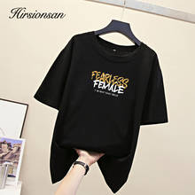 Hirsionsan Letter Printed Cotton T Shirt Women Summer Hot Tshirt Korean Aesthetic Tees for Ladies Ins Soft Oversized Female Tops 2024 - buy cheap