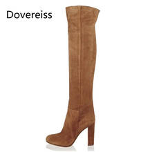 Dovereiss Fashion Shoes For Woman Winter Sexy New Elegant Ladies Boots Round toe Chunky Heels  Over The Knee Boots Big Size 44 2024 - buy cheap
