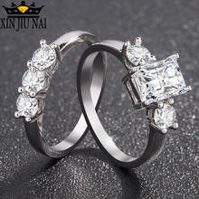 Женское кольцо для пары, двойное кольцо, микро инкрустированный Цирконий, моиссанит, обручальные кольца, проложенный Чешский циркониевый Bijoux Lady Love Ring 2024 - купить недорого
