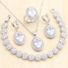 Egg 925 Silver Bridal Jewelry Set Pure White Cubic Zircon Earrings Pendant Necklace Rings Bracelets For Women Christmas Gift 2024 - buy cheap