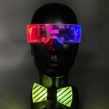 Gafas LED y pajarita LED para fiesta, Accesorios luminosos para fiesta, pajarita acrílica parpadeante, accesorios para fiesta de Baile y DJ, novedad 2024 - compra barato