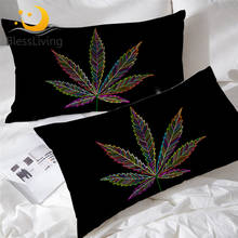 BlessLiving Maple Leaf Pillow Case Colorful Pillowcase Fall Autumn Tree Leaves Pillow Cover Stunning Black Bedding 50cmx90cm 2024 - buy cheap