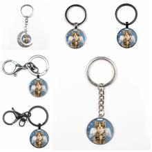New Cute Angel Kitten Crystal Pendant Man Woman Keychain Quality Car Charm Bag Keyring Fashion Glass Round Key Chain Gift Couple 2024 - buy cheap