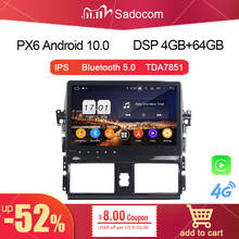 PX6 DSP 10.1" 2 din Android 11.0 64G+4GB RAM Car DVD Player car radio 5.0 RDS autoradio GPS For Toyota VIOS YARIS 2013 2014 2015 2024 - buy cheap