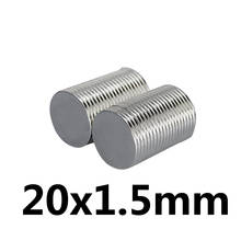 Ímãs de neodímio fino 20x100mm, ímã redondo permanente de 20x1.5mm, disco magnético poderoso de 20*1.5mm com 10/20/1.5 peças 2024 - compre barato