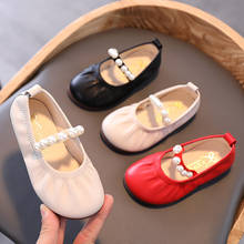 Big Girls Shoes Pearls Elastic Band Flats Leather Shoes String Bead Mary Jane Kids Shoes Children Shallow Shoe Spring Autumn 2024 - buy cheap