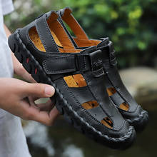 Летние мужские сандалии из натуральной кожи в римском стиле; Деловая повседневная обувь; Уличные пляжные шлепанцы; Мужская обувь 2024 - купить недорого