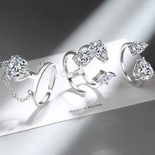 Anillos de Compromiso de lujo para Mujer, joyería de cristal de circonita AAA, Color dorado y plateado, novedad 2024 - compra barato