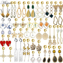 Miqiao 2 peças de joias de piercing para orelha, brilhantes, cravejadas de diamantes, longa escalopes de flor margarida e borla 2024 - compre barato