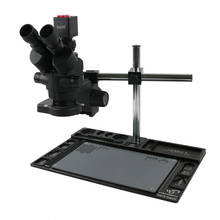 Microscopio estéreo Trinocular Focal con Zoom 3,5x 7X 45X 90X, con estera de soporte de aleación de aluminio y cámara de vídeo HDMI VGA de 1080P 2024 - compra barato